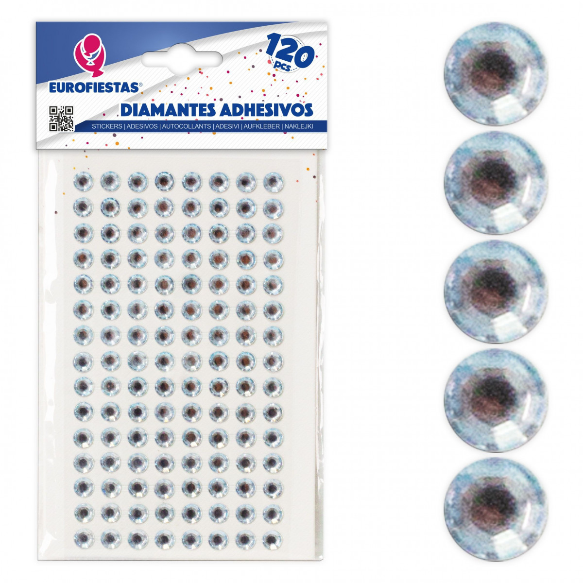 120 diamants autocollants argent