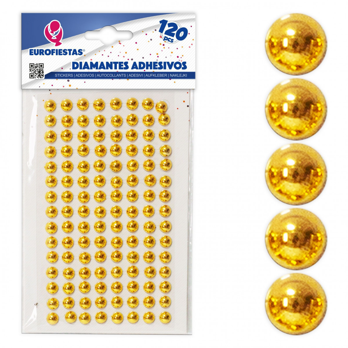120 diamants adhésifs dorés plaqués