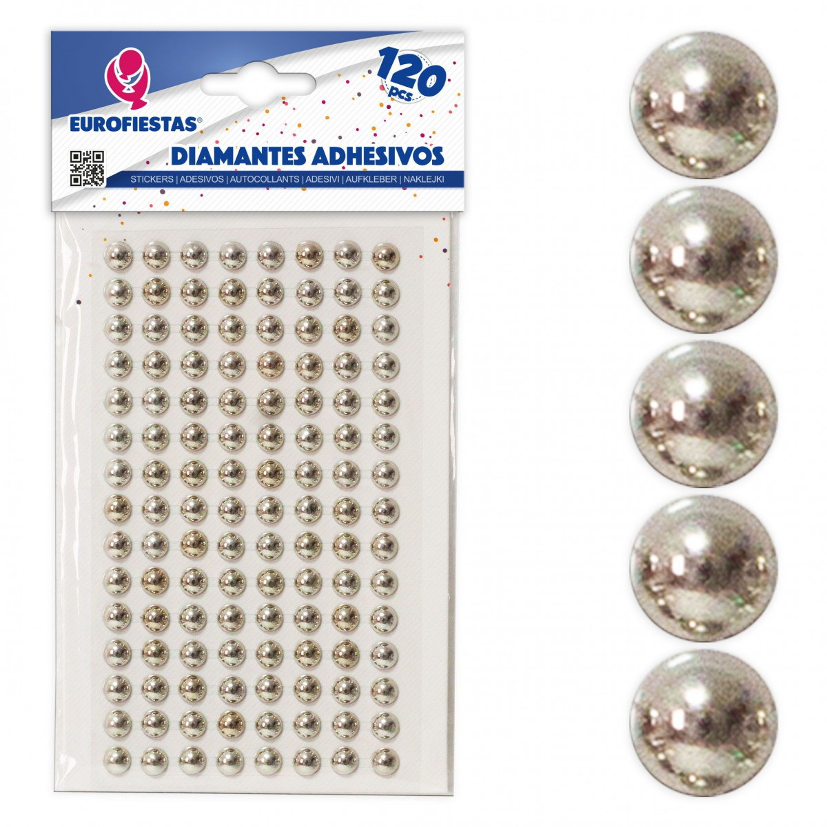 120 diamants autocollants argenté plaqué