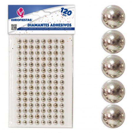 120 diamants autocollants argenté plaqué