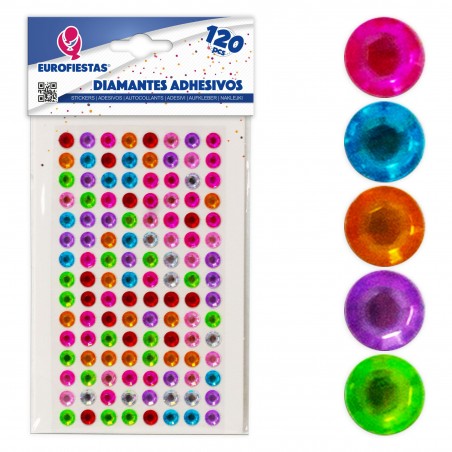 120 diamants autocollants en couleurs