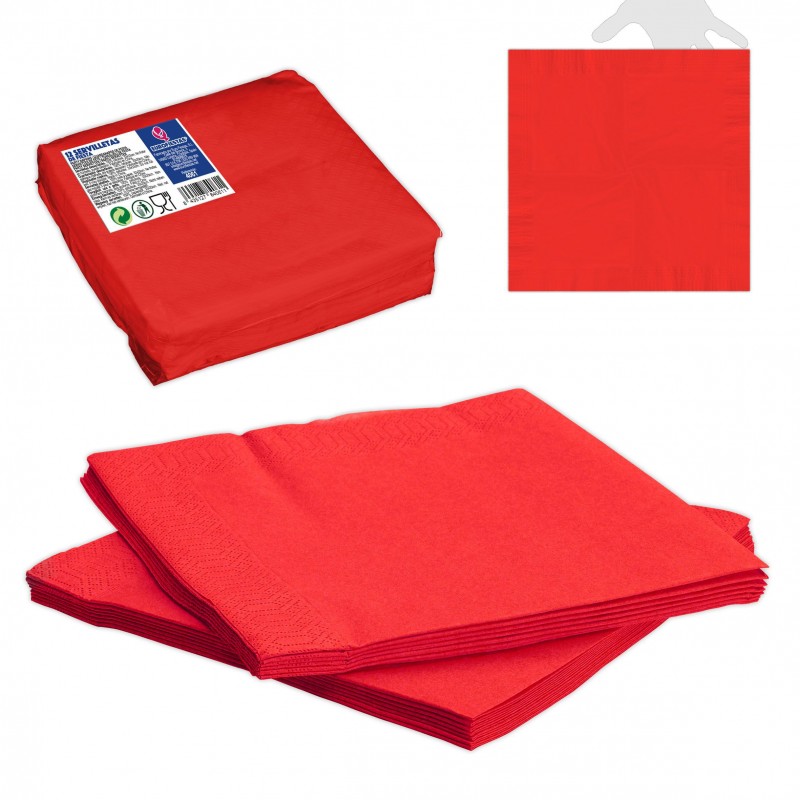 Serviettes en papier rouges 12