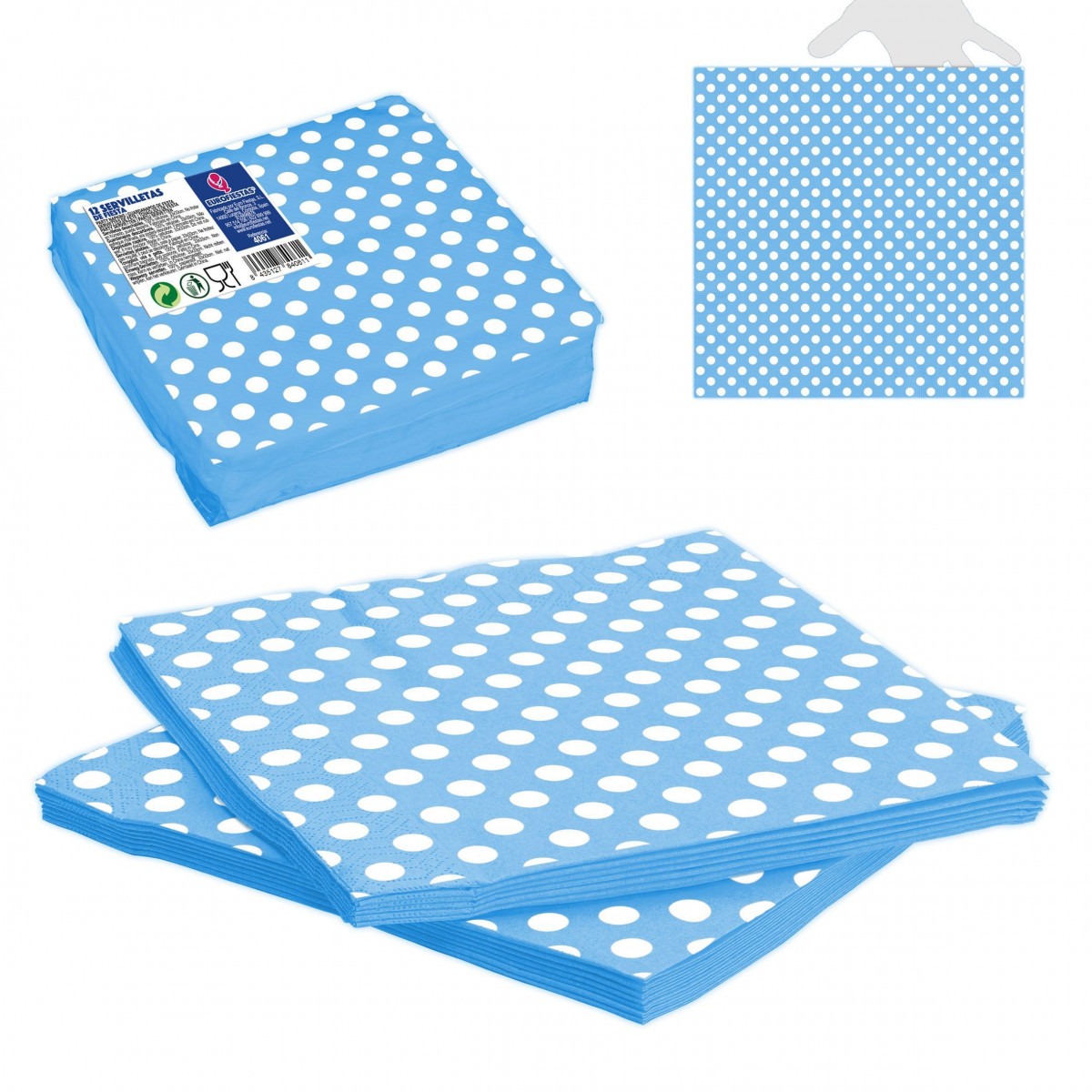 Serviettes papier à pois bleu 12