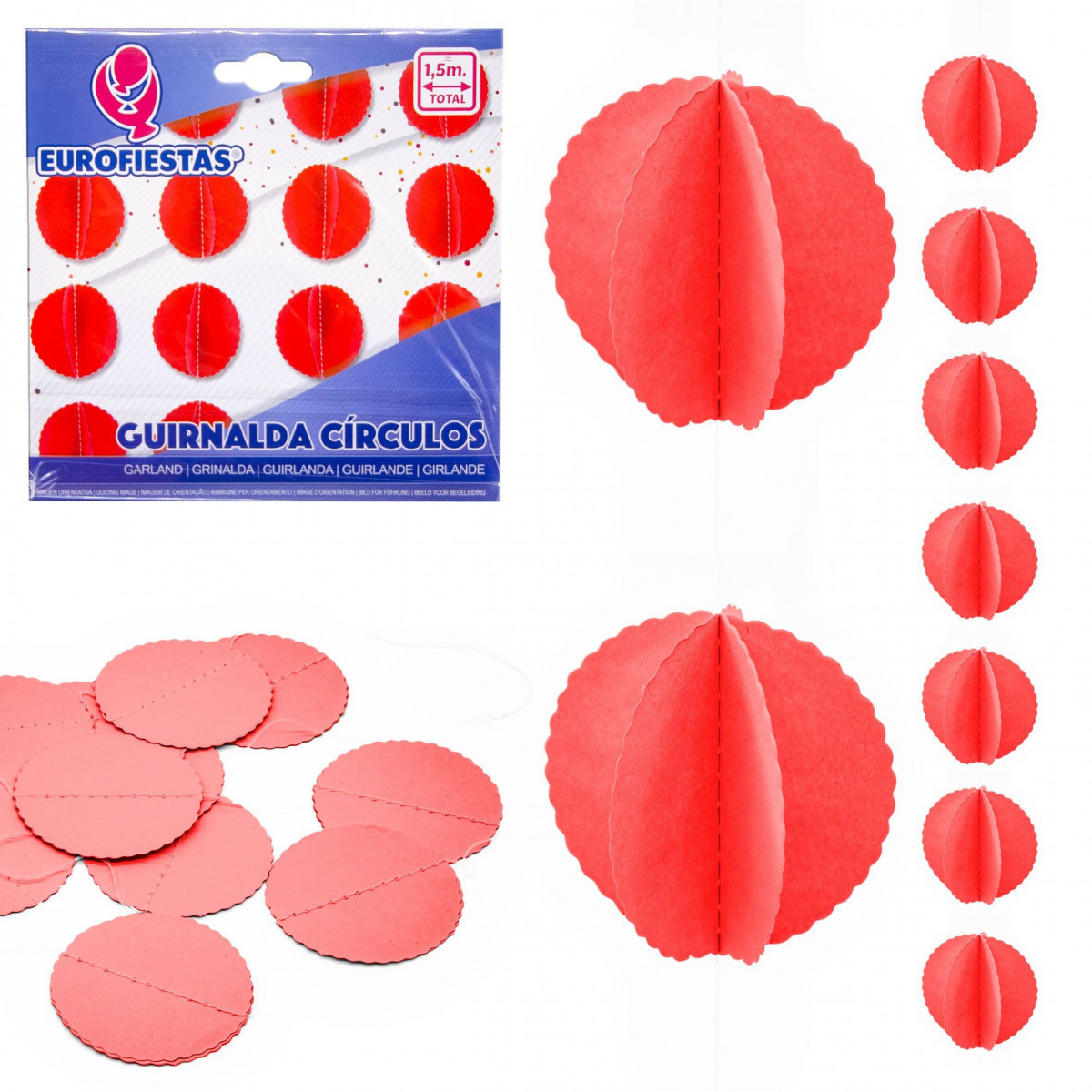 Guirlande cercles papier rouge