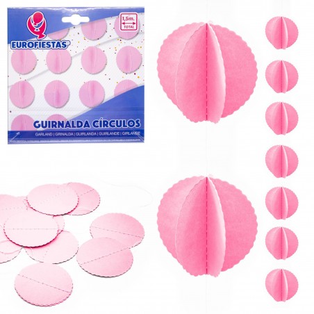 Guirlande de cercles en papier rose
