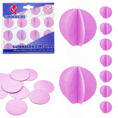 Guirlande cercles en papier violet