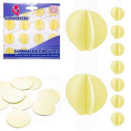 Guirlande cercles papier jaune