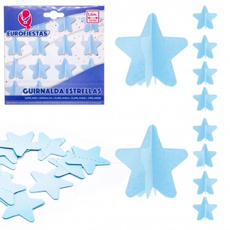 Guirlande étoiles en papier bleu clair