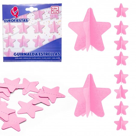 Guirlande étoiles papier rose