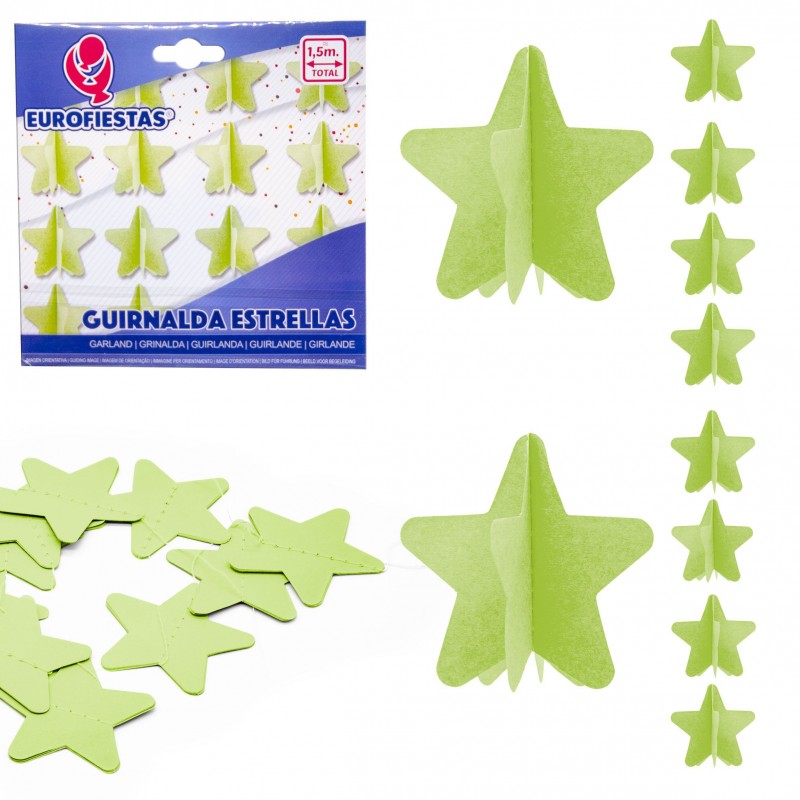 Guirlande étoiles papier vert