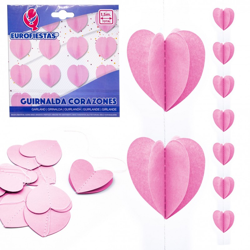 Guirlande cœurs papier rose