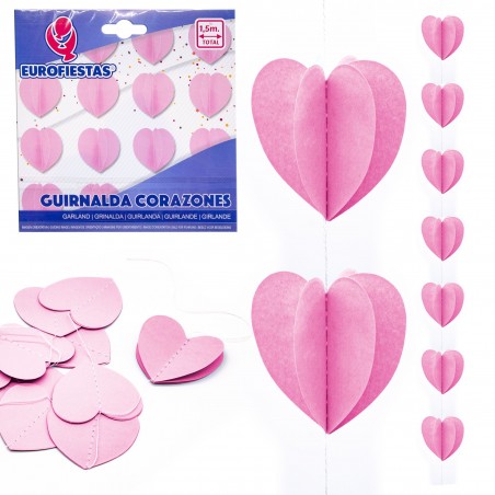 Guirlande cœurs papier rose