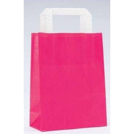 Sac en papier kraft fuchsia avec poignée plate