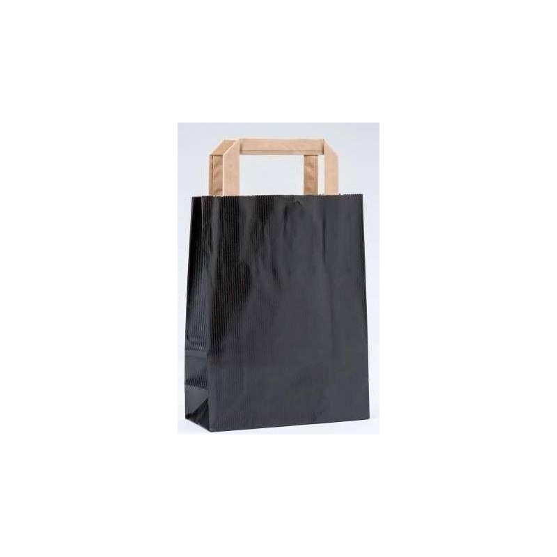 Sac en papier kraft noir avec poignée plate