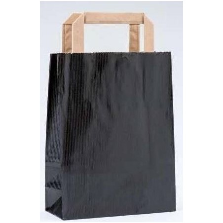 Sac En Papier Kraft Noir Avec Poignée Plate