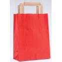 Sac en papier kraft rouge avec poignée plate