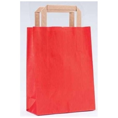 Sac En Papier Kraft Rouge Avec Poignée Plate