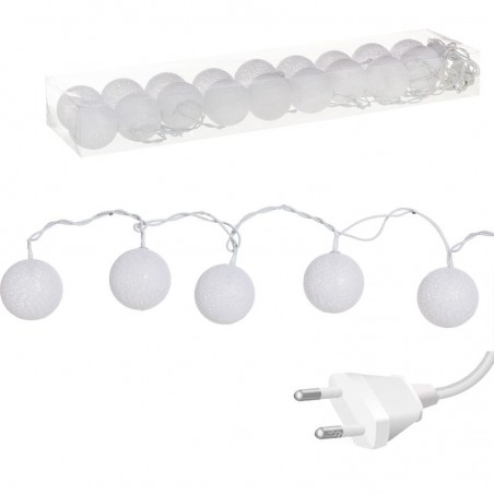 Guirlande 18 boules led blanches