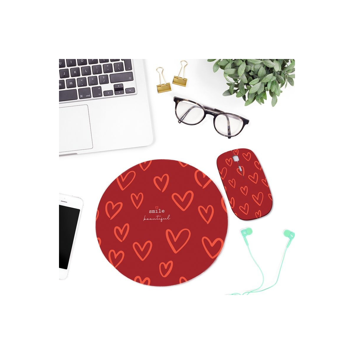 Souris sans fil avec tapis amour