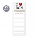Bloc-notes magnétique avec crayon J'aime BCN