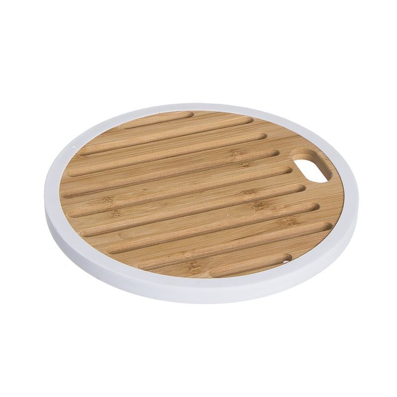 Dessous de plat en bambou et silicone blanc