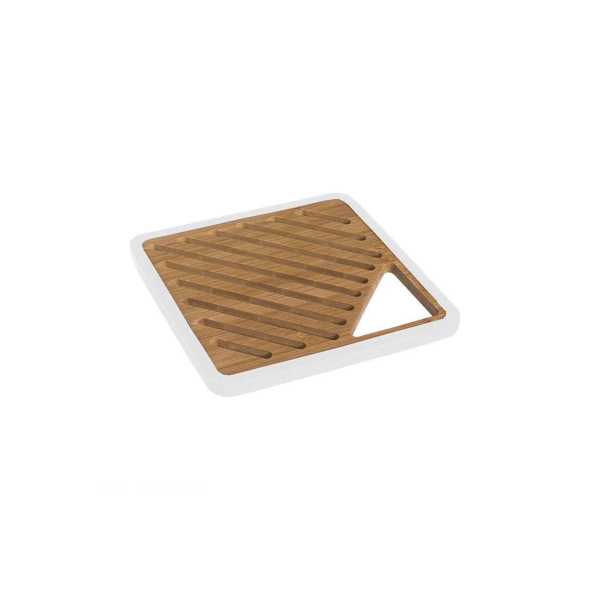 Dessous de plat en bambou et silicone blanc