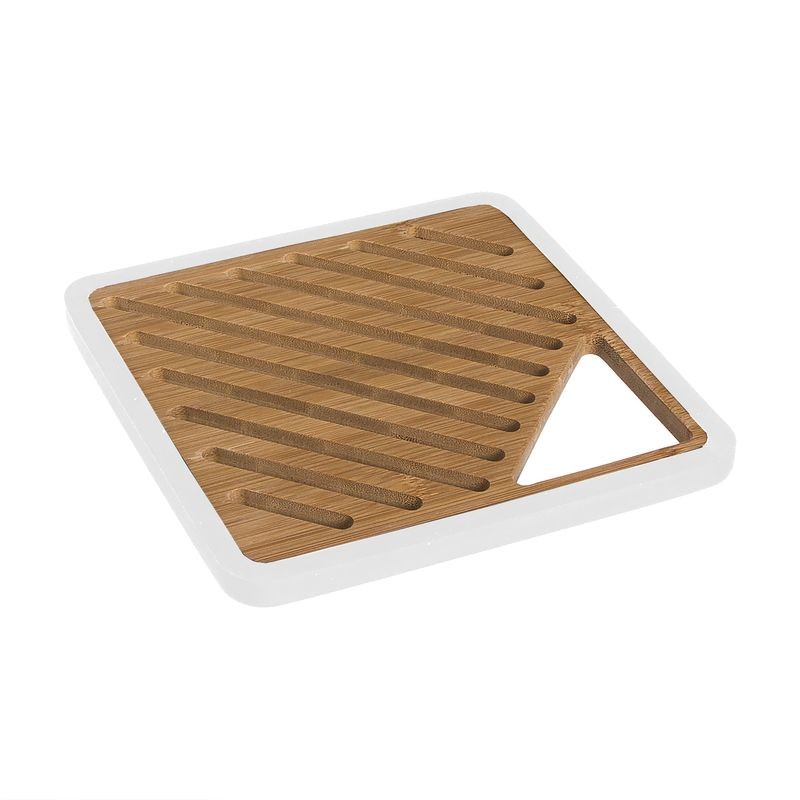 Dessous de plat en bambou et silicone blanc