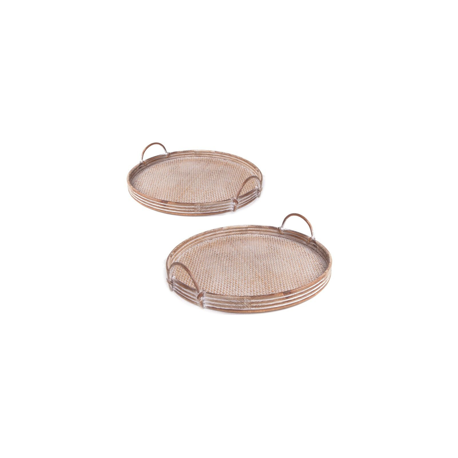 Ensemble de 2 plateaux en rotin