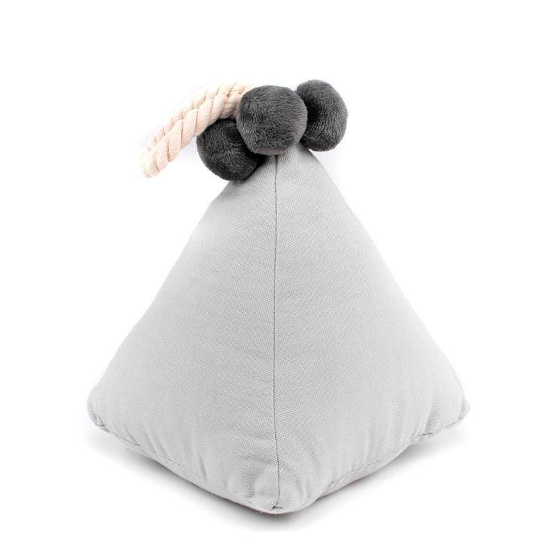 Cale-porte à pompons gris perle