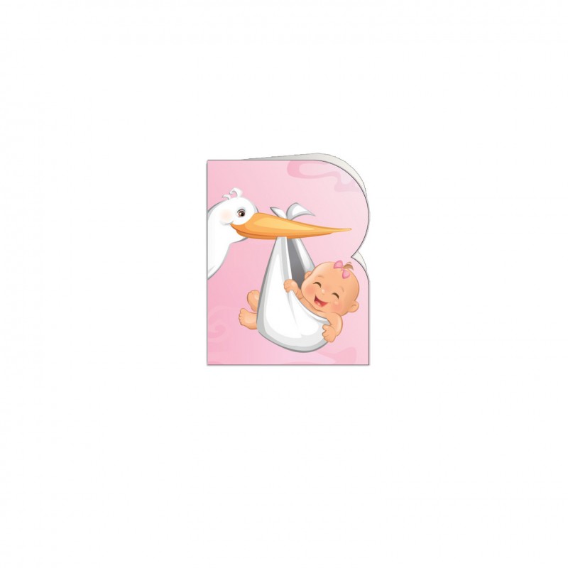 Paq.90 étiquettes troq. fille cigogne