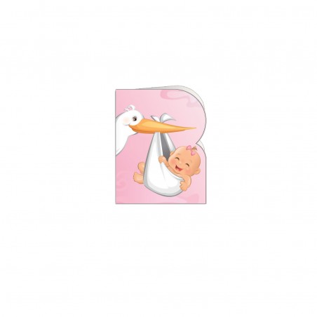 Paq.90 étiquettes troq. fille cigogne