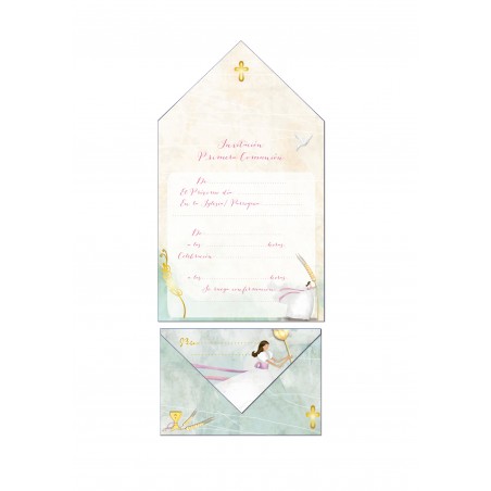 Blister 10 Invitation Sur Pic Fille Communion