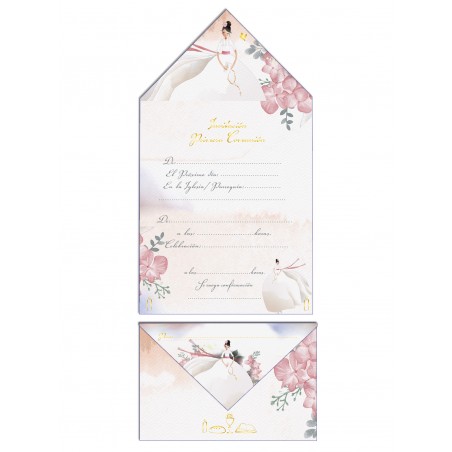 Blister 10 invitation sur communion fille