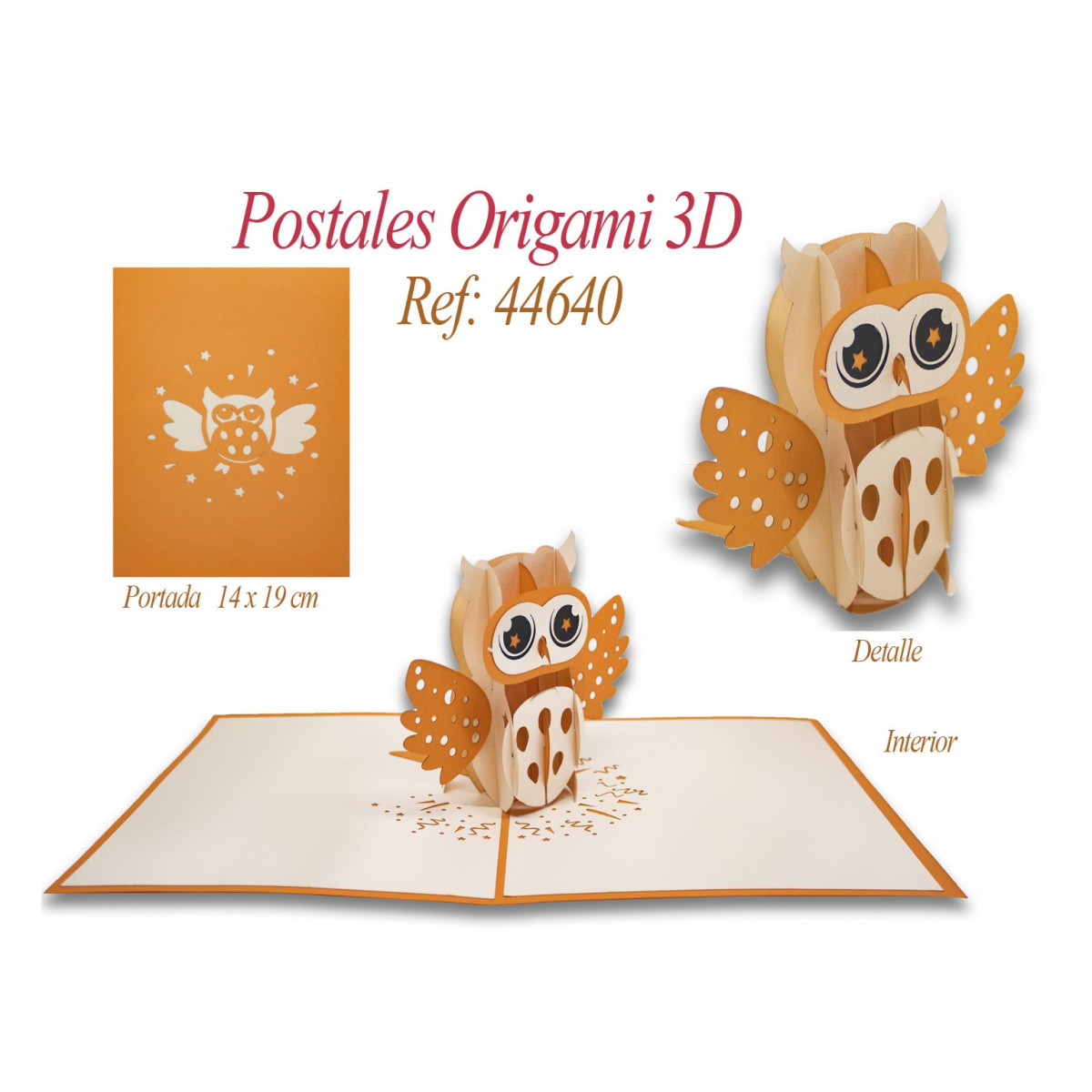 Postal 3d origami hibou