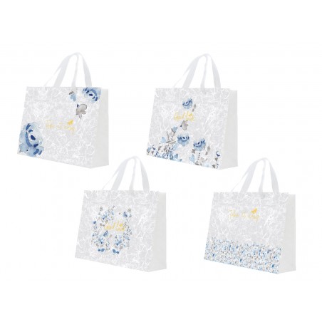Petit sac horizontal fleurs bleues