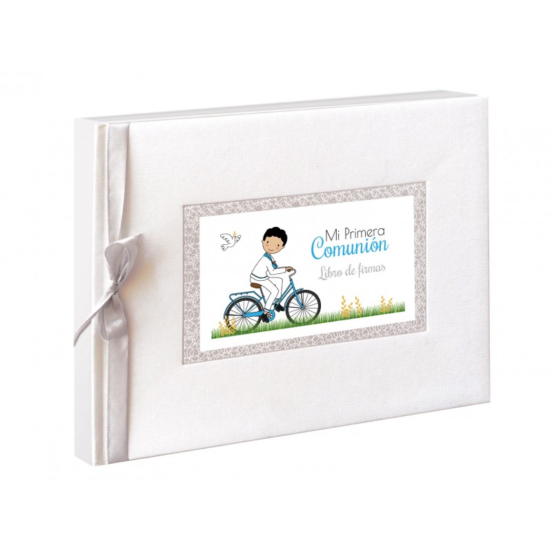 Livre signature communion garçon vélo