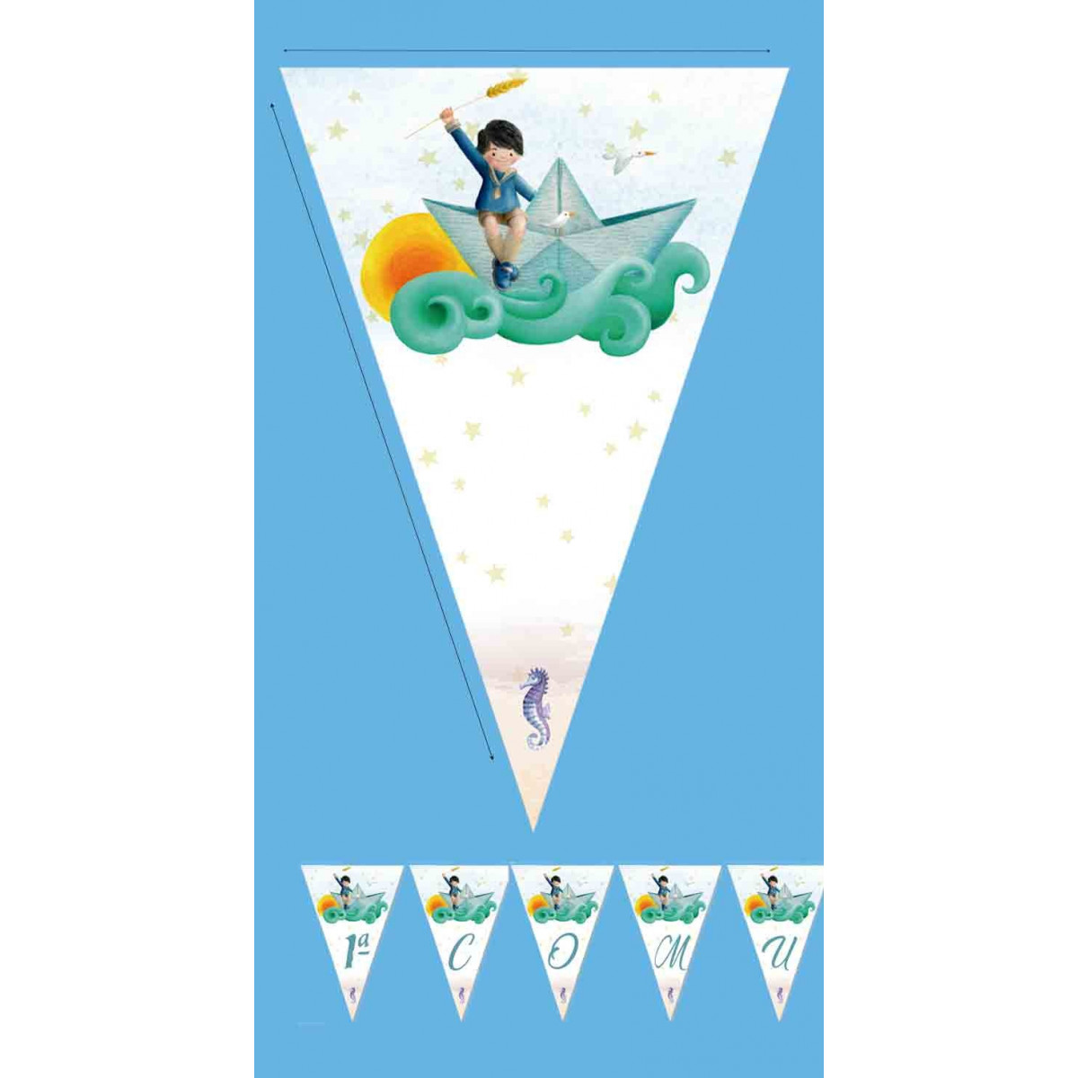 Guirlande de communion enfant bateau personnalisable