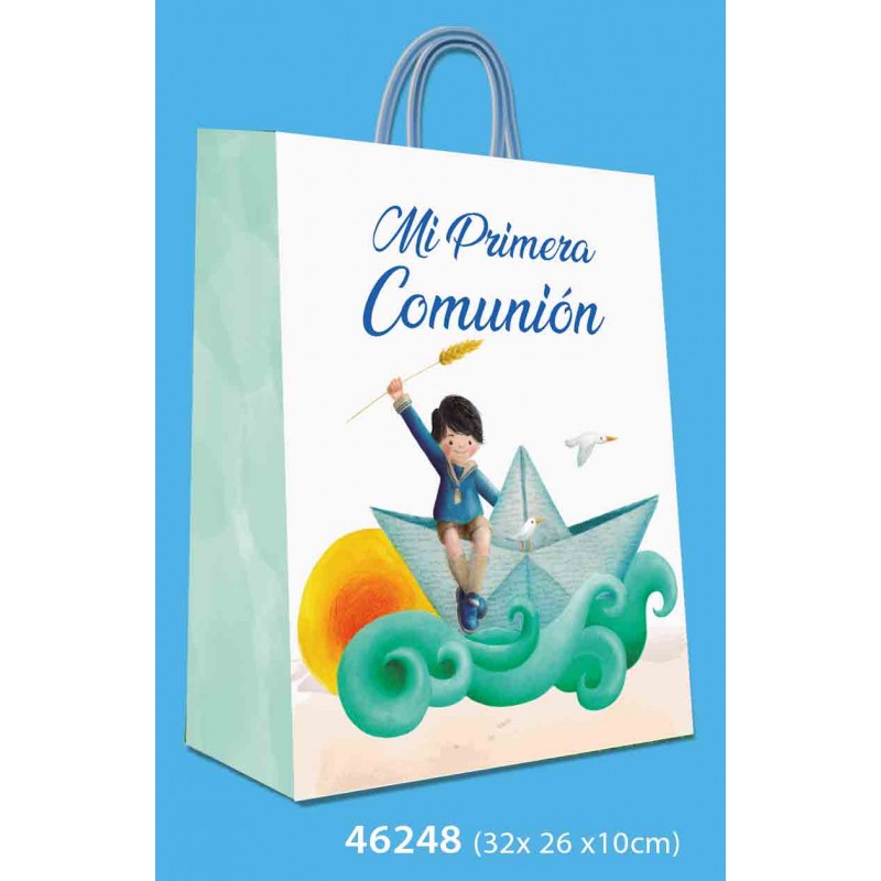 Sac moyen communion garçon bateau