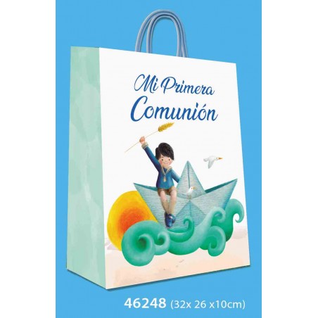 Sac moyen communion garçon bateau