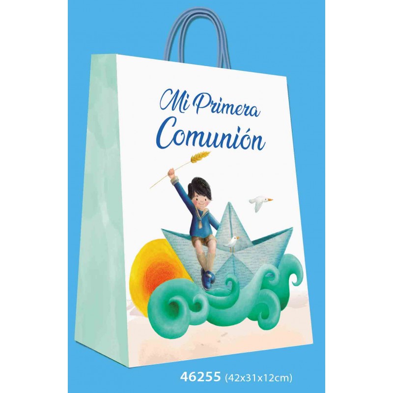 Sac large communion enfant bateau