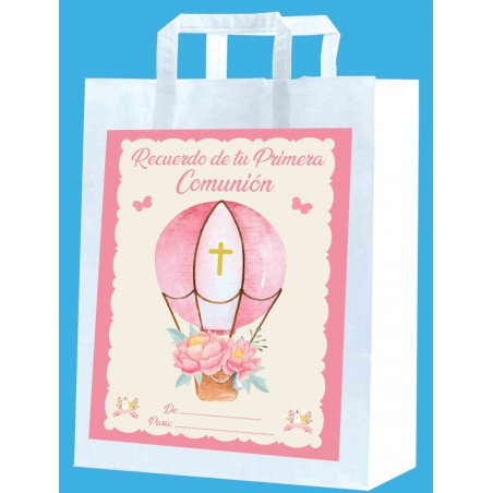 Sac de communion ballon moyen rose