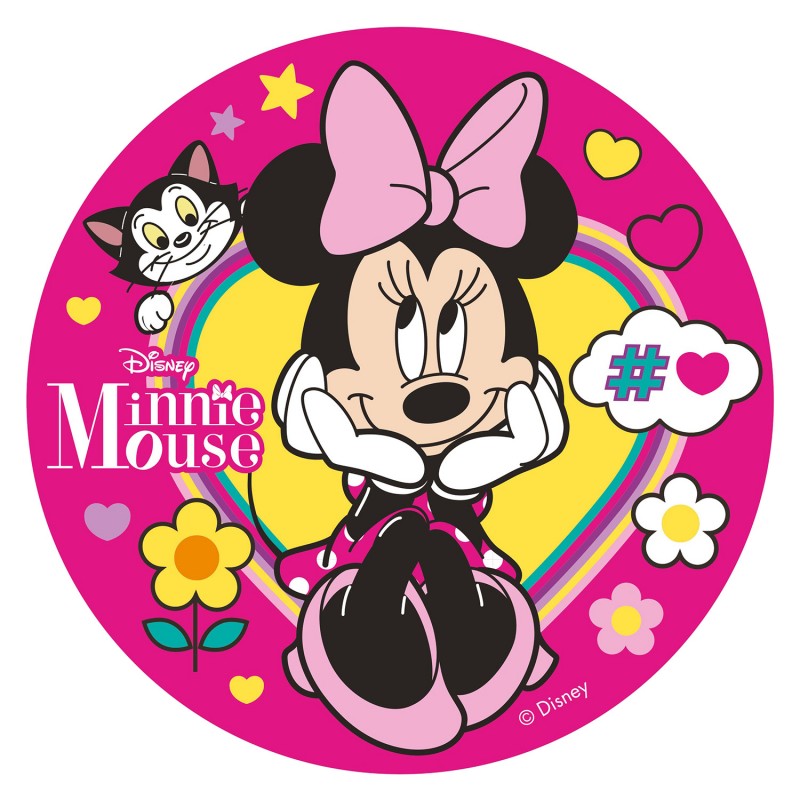 Disque de pâte à sucre Minnie, nœud rose, 20 cm