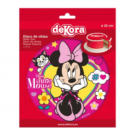 Disque de pâte à sucre Minnie, nœud rose, 20 cm