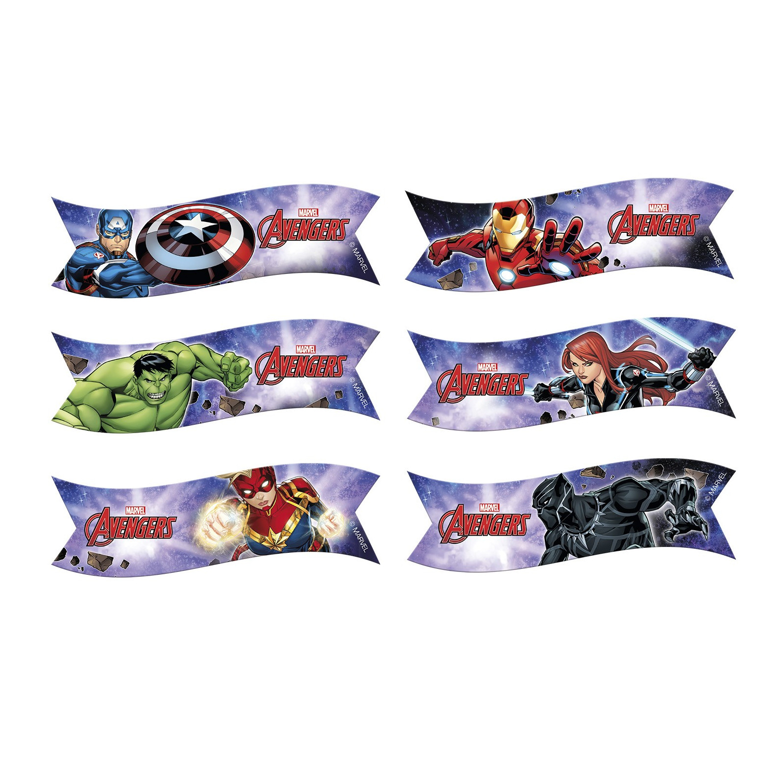 Blister 6 drapeau de gaufrette avengers