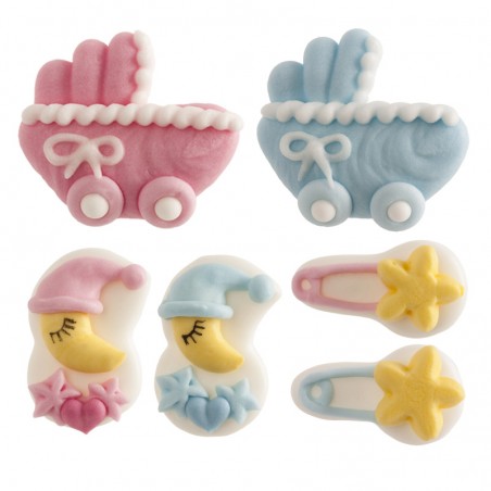 Set De Décoration En Sucre Baptême 2d 3,5cm