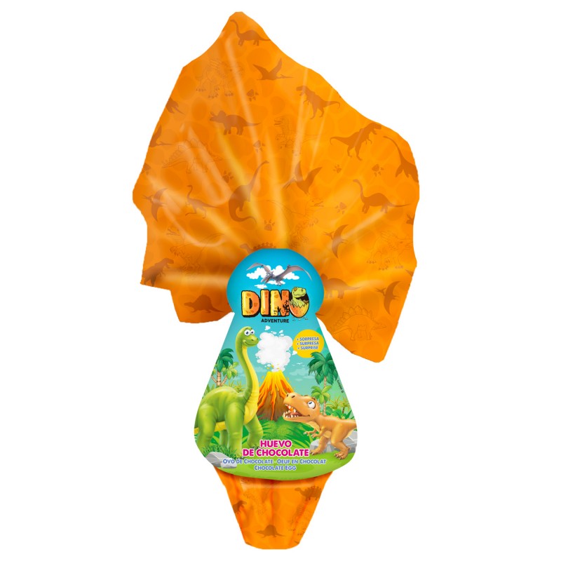 Oeuf de pâques en chocolat avec des surprises de dinosaures 120gr Oeuf de pâques en chocolat avec des surprises de dinosaures 120gr