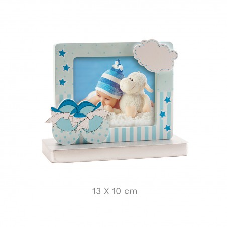 Cadre photo chaussons bleus 13x10cm