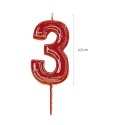 Bougie d'anniversaire numéro 3 rouge