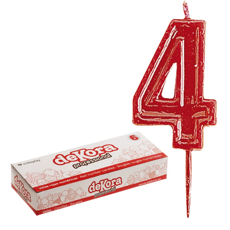 Bougie d'anniversaire numéro 4 rouge