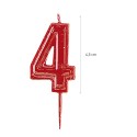 Bougie d'anniversaire numéro 4 rouge